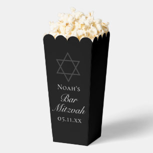 Black Bar Mitzvah Star of David Custom Popcorn Favor Boxes