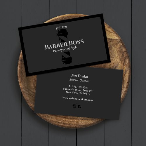 Black Barber Pole Barbershop Business Card