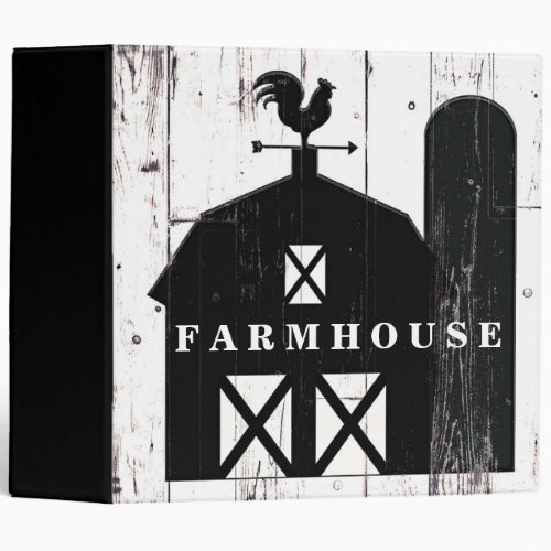 Black Barn Weathered White Wood Rustic Farmhouse Binder