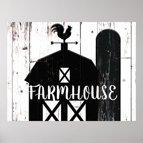 Black Barn White Wood Rustic Farmhouse Country Art Poster