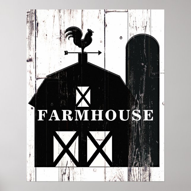 Black Barn White Wood Rustic Farmhouse Wall Art (Front)