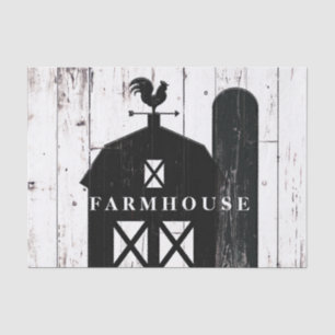 Black Barn White Wood Rustic Farmhouse Wedding Tissue Paper