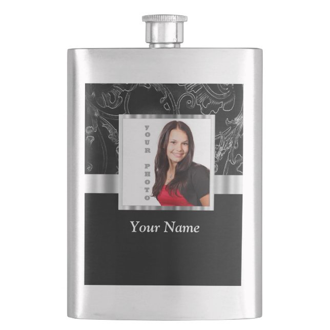 Black baroque instagram template flask (Front)
