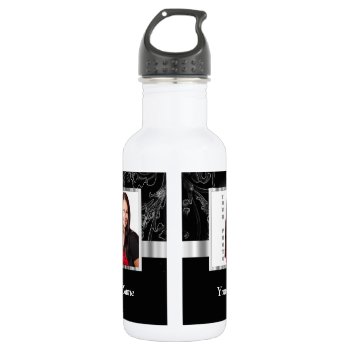 Black Baroque Instagram Template Water Bottle by photogiftz at Zazzle