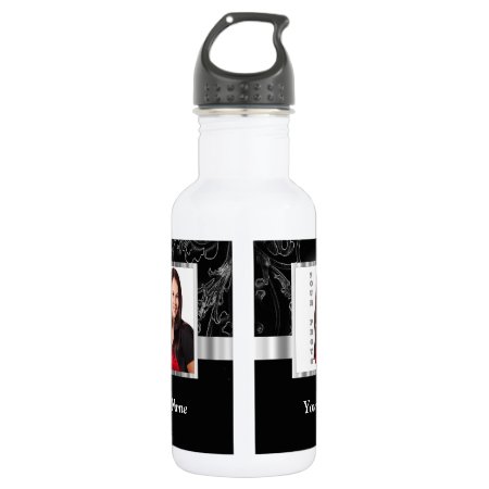 Black Baroque Instagram Template Water Bottle