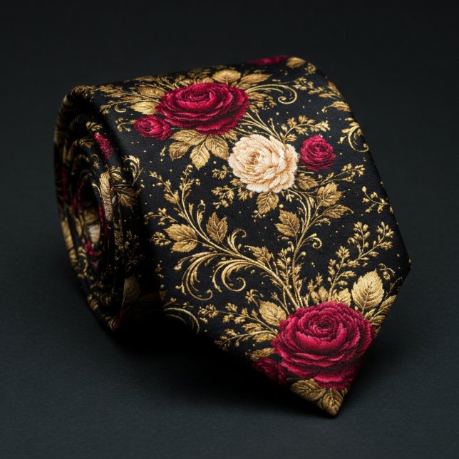 Black Baroque Roses Elegance Neck Tie (Creator Uploaded)