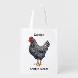 Black Barred Plymouth Rock Hen Reusable Grocery Bag