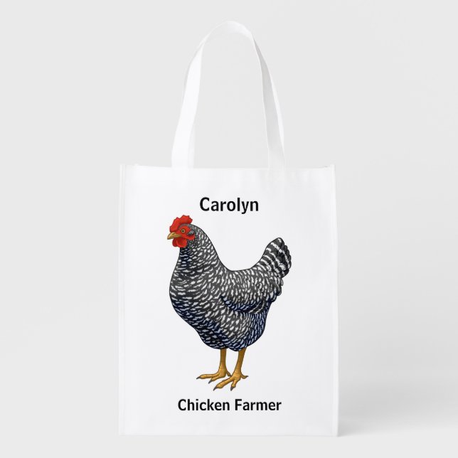 Black Barred Plymouth Rock Hen Reusable Grocery Bag (Front)