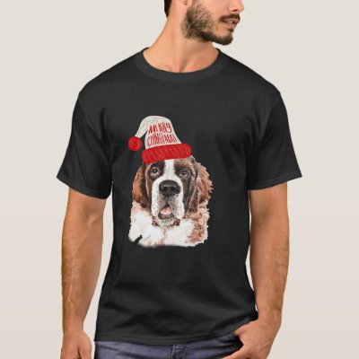 Black Base Saint Bernard Christmas Gift for Dog Lo T-Shirt
