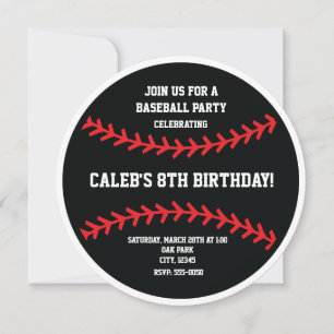 Black Baseball Birthday Party Sports Invitation