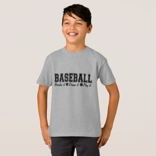 Black Baseball Breathe It Dream It Play It T_Shirt