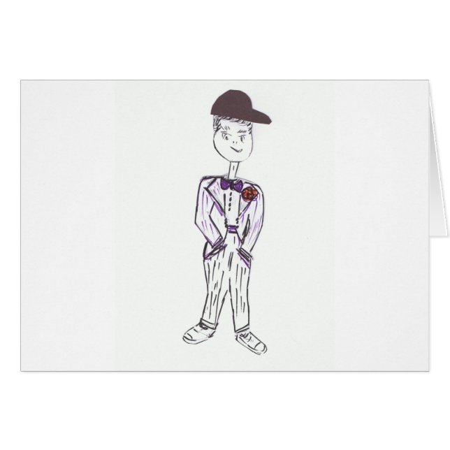 Black Baseball Cap Groom Cards (Front Horizontal)