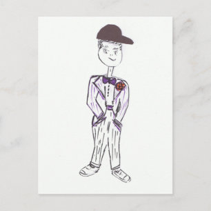 Black Baseball Cap Groom Postcard