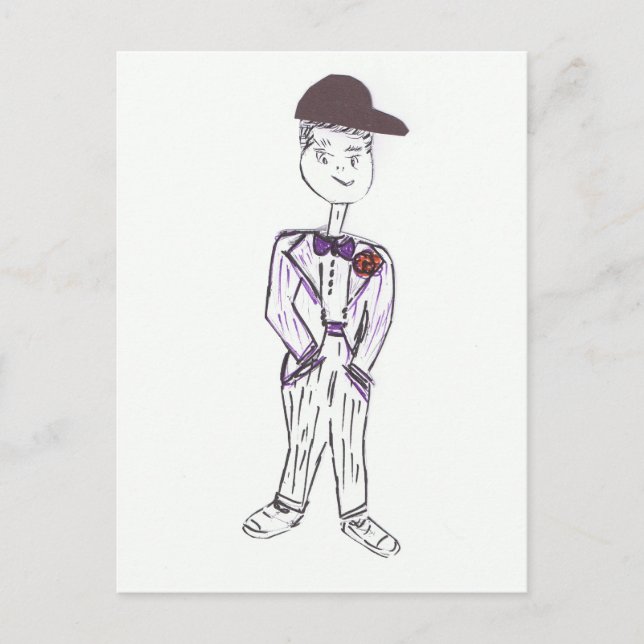Black Baseball Cap Groom Postcard (Front)
