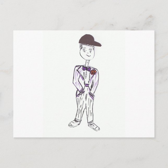 Black Baseball Cap Groom Postcard (Front)