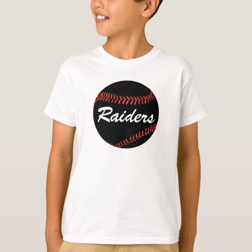 Black Baseball Custom Team or Player Name Boys T_Shirt