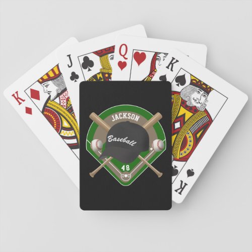 Black Baseball Diamond Player Name and Number Poker Cards