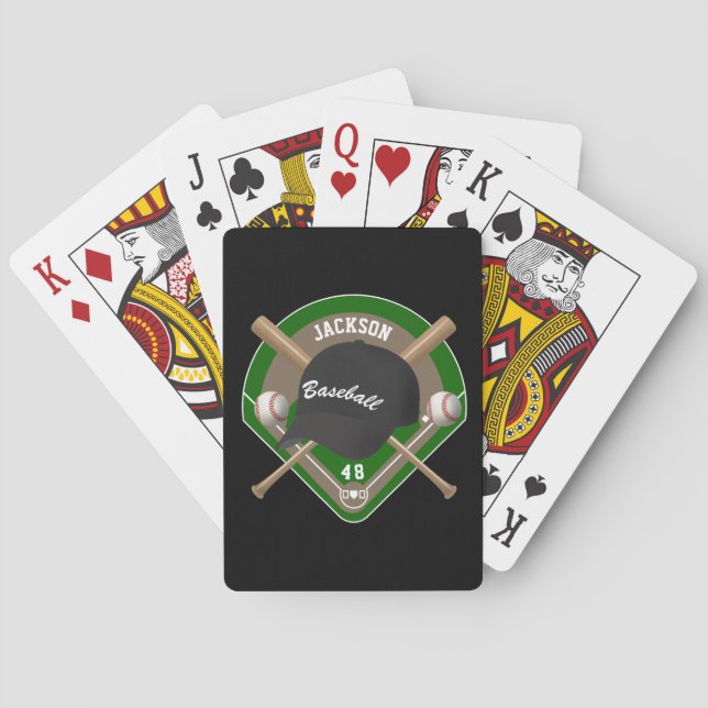Black Baseball Diamond Player Name and Number Poker Cards (Back)