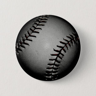 Black baseball pinback button