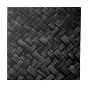 Black Basket Weave Pattern Ceramic Tile by thatcrazyredhead at Zazzle