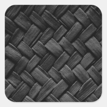 Black Basket Weave Pattern Square Sticker by thatcrazyredhead at Zazzle