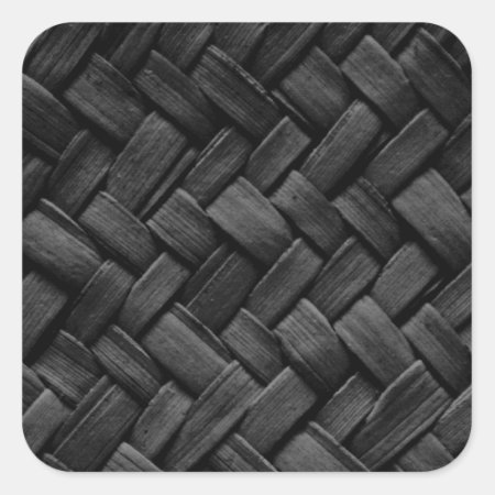 Black Basket Weave Pattern Square Sticker
