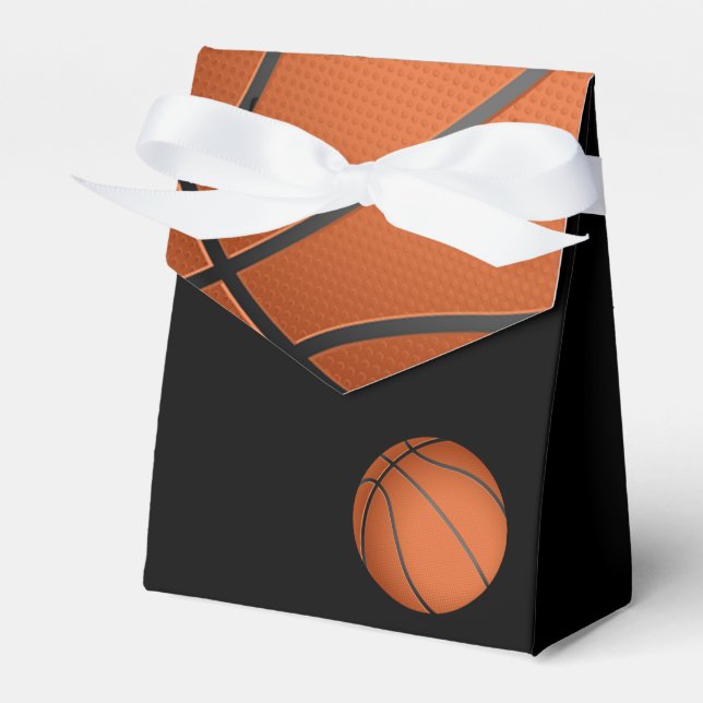 Black Basketball Baby Shower Treat Favor Boxes (Front Side)