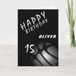 Black Basketball Ball Sports Boys Happy Birthday Card