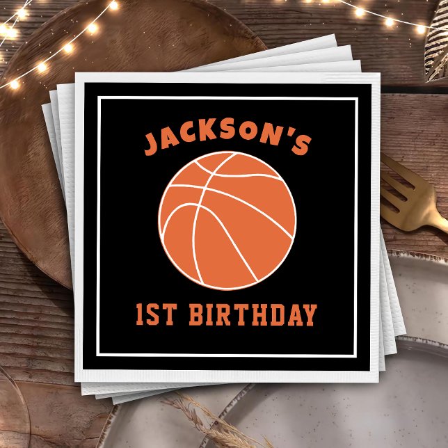Black Basketball Birthday Napkins (Creator Uploaded)