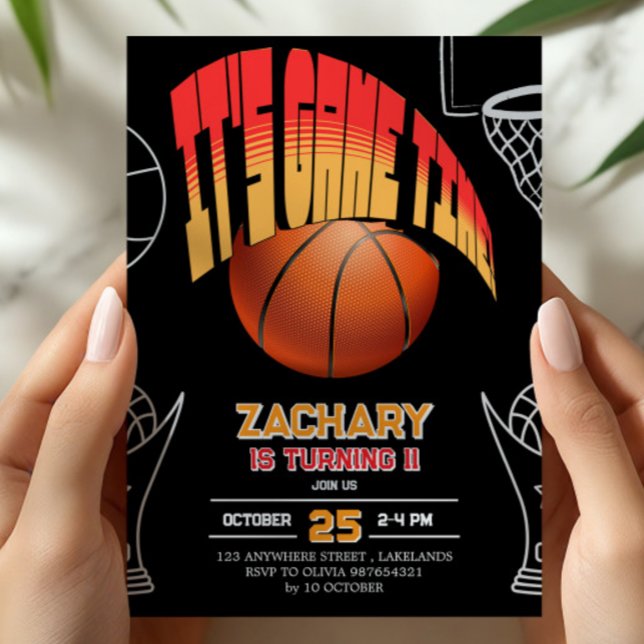 Black Basketball Birthday Party Invitation (Creator Uploaded)