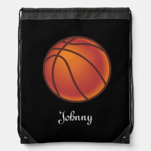 Black Basketball Personalized Drawstring Bag