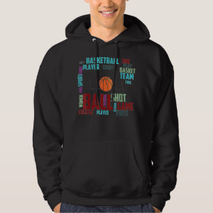 Black Basketball Stuff Coach Player Team Red Heart Hoodie