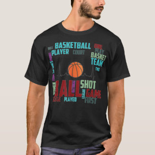 Black Basketball Stuff Coach Player Team Red Heart T-Shirt