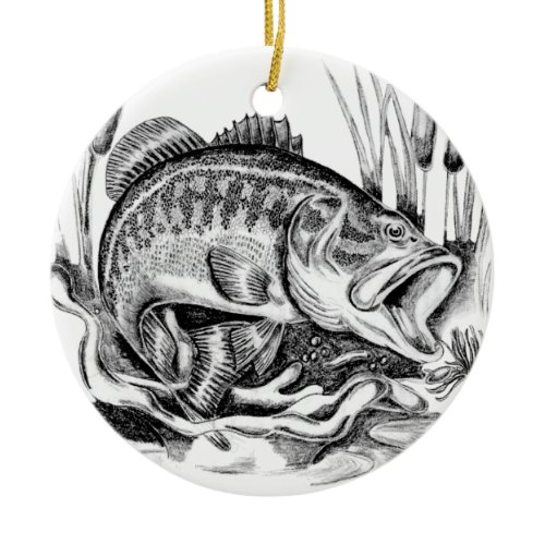 Black bass ceramic ornament
