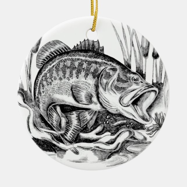 Black bass ceramic ornament (Front)