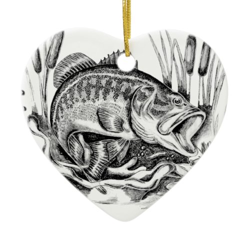 Black bass ceramic ornament