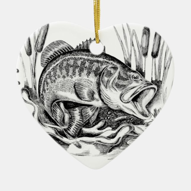 Black bass ceramic ornament (Front)