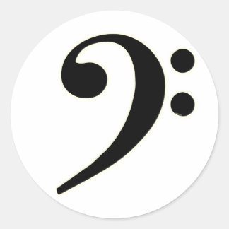 Black Bass Clef Classic Round Sticker