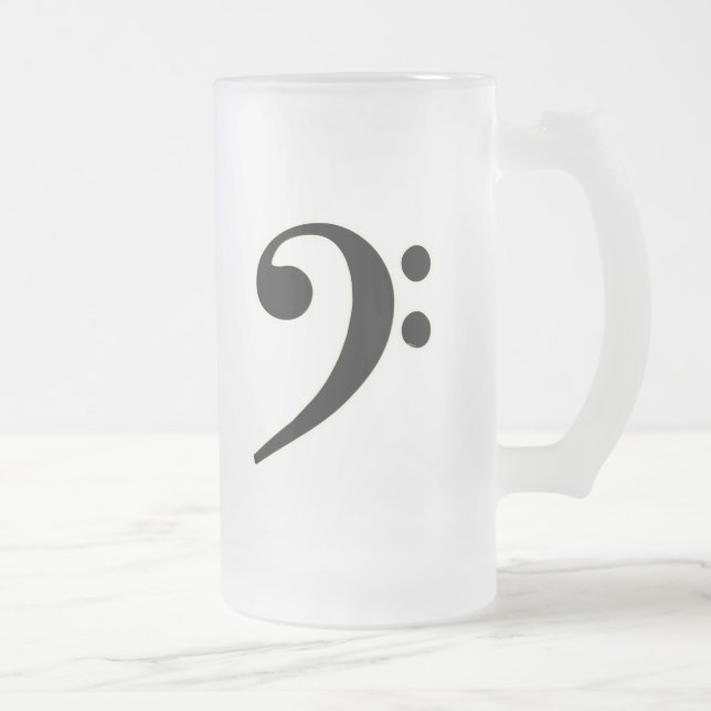 Black Bass Clef Frosted Glass Beer Mug (Right)