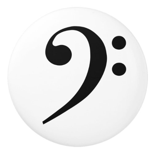 Black Bass Clef Music Symbol Notation Ceramic Knob