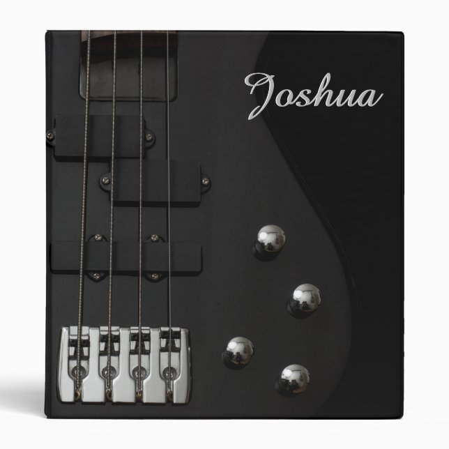 Black Bass Guitar Music Teacher/Student Lesson 3 Ring Binder (Front)