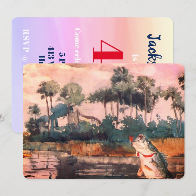 Black Bass in the South  Birthday Invitation (Front/Back)