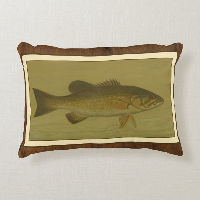 Black Bass on a Green Background Accent Pillow (Front)