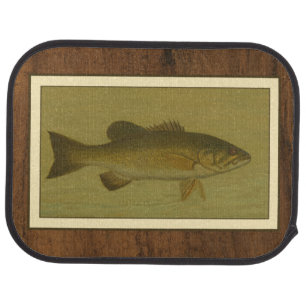 Black Bass on a Green Background Car Floor Mat