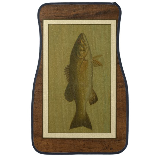 Black Bass on a Green Background Car Mat (Front)