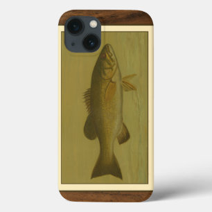 Black Bass on a Green Background iPhone 13 Case