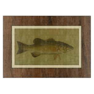 Black Bass on a Green Background Cutting Board