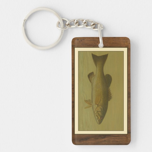 Black Bass on a Green Background Keychain (Front)