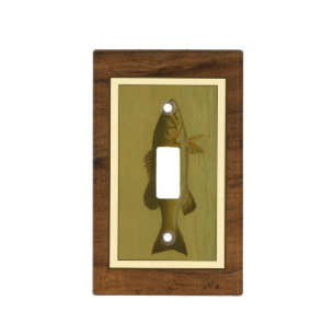 Black Bass on a Green Background Light Switch Cover
