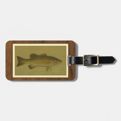 Black Bass on a Green Background Luggage Tag